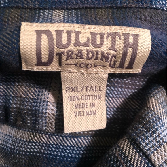 Duluth Trading Mens 2XL Tall Blue Gray Plaid Men's Shacket Shirt Heavyweight L/S - Picture 5 of 5